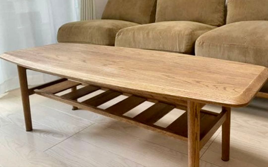 ナチュラルウッド オーバル型センターテーブル