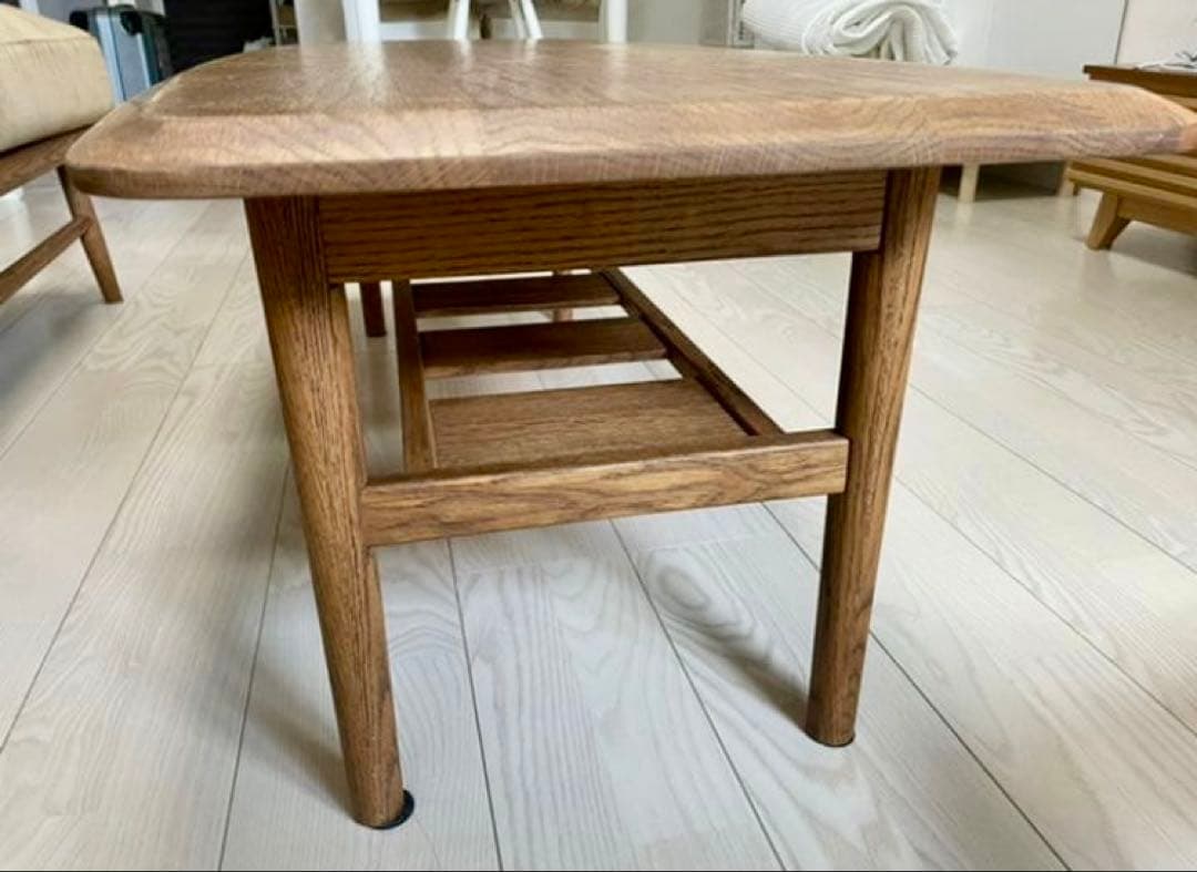 ナチュラルウッド オーバル型センターテーブル