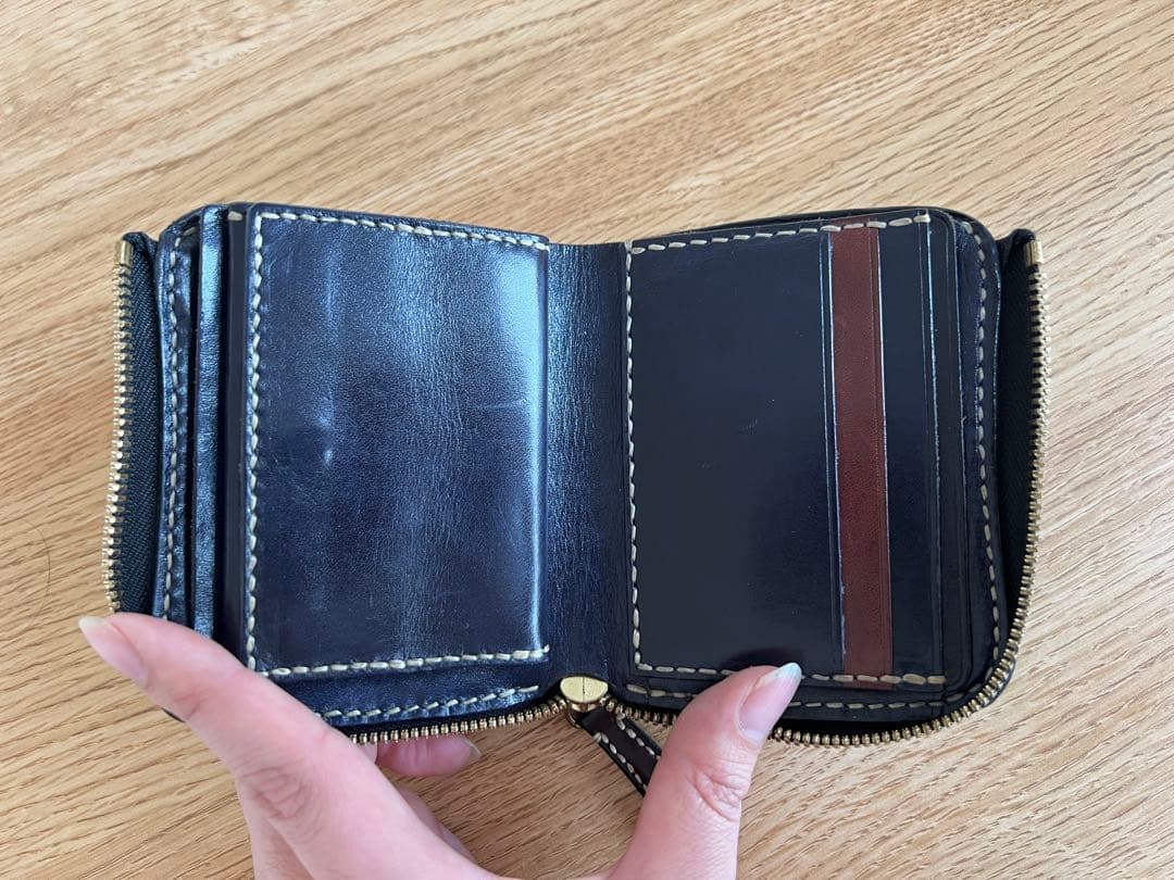 496 leather L字ファスナー財布　待夢