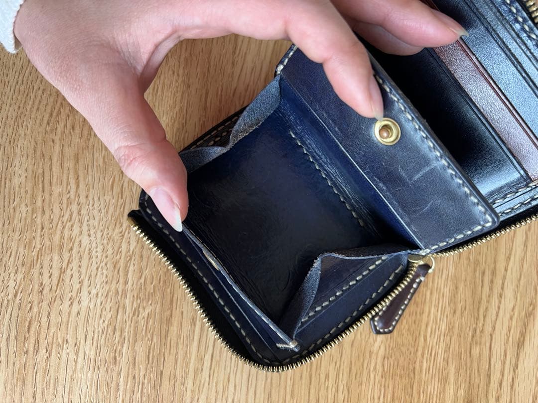 496 leather L字ファスナー財布　待夢