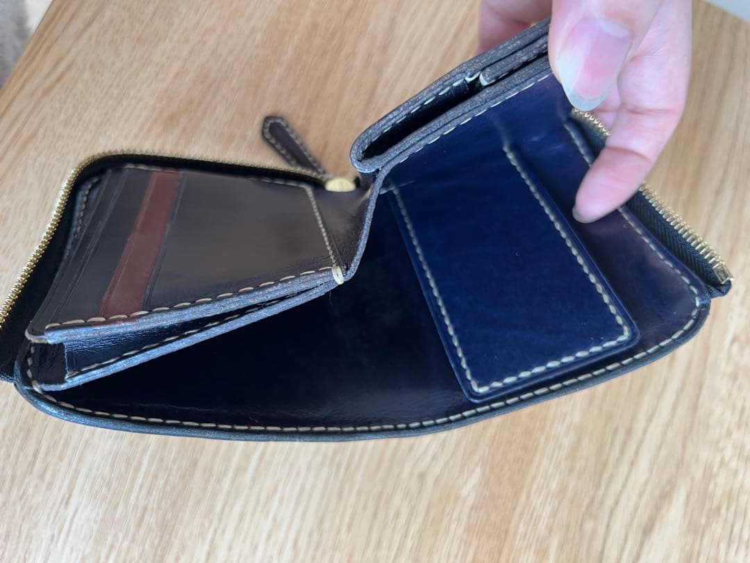 496 leather L字ファスナー財布　待夢
