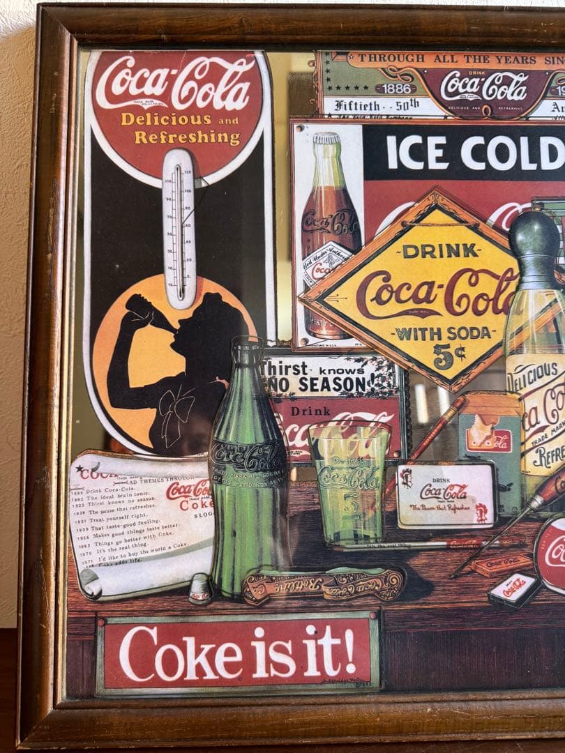 超貴重　ビンテージ　'80s　Coca-Cola　コカコーラ　パブミラー