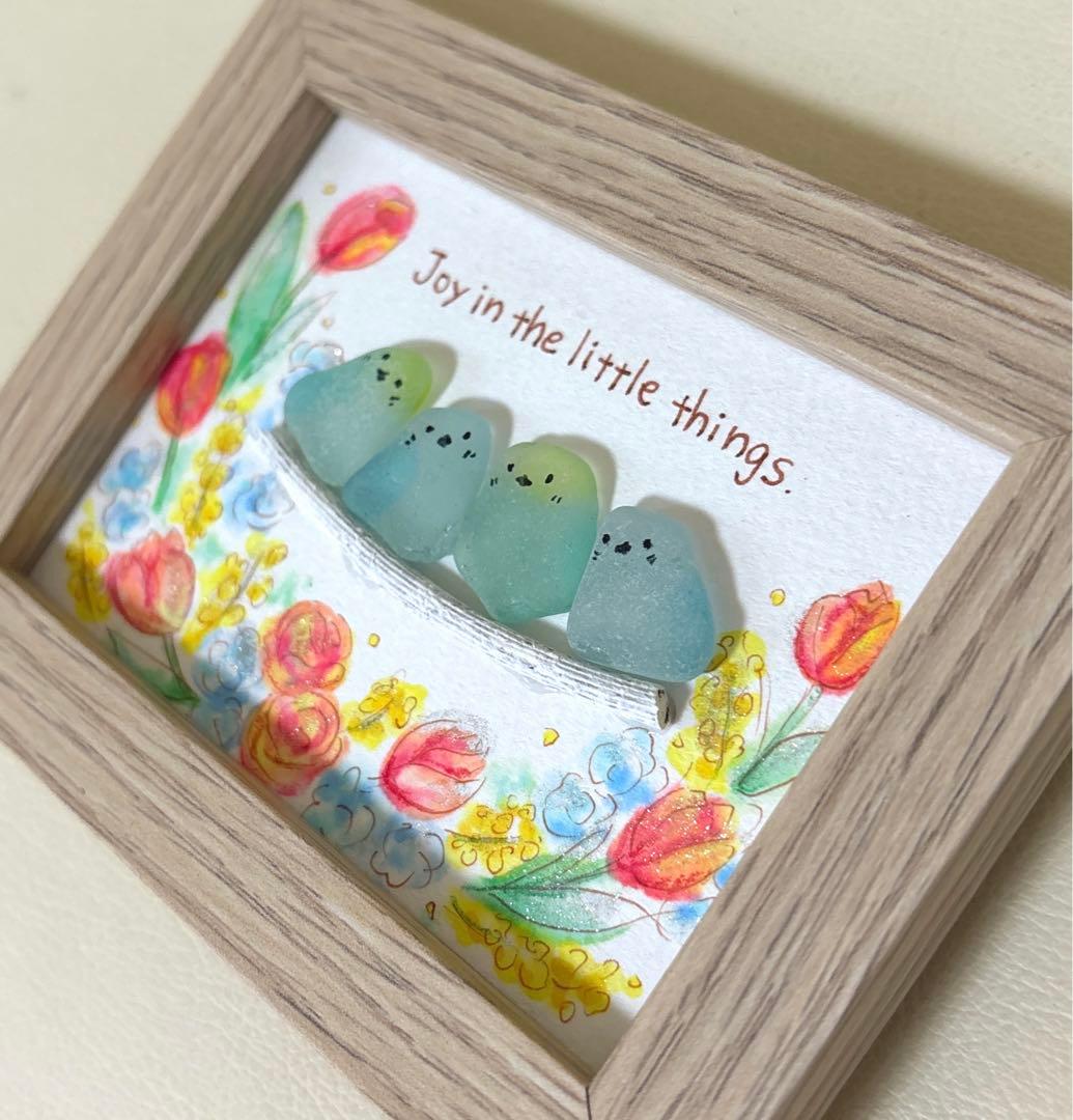 シーグラスアート 鳥 セキセイインコ - メルカリ