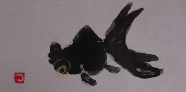 片岡鶴太郎、【出目金】、希少な額装用画集より、美品、日本人画家、新品額装付