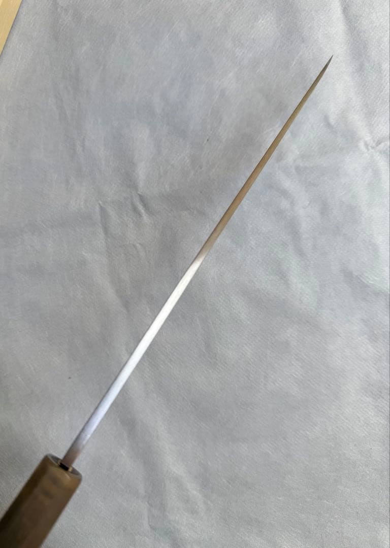 堺打刃物】 森本光一作 刺身 柳刃 包丁 白鋼 9寸 縞黒檀水牛角柄