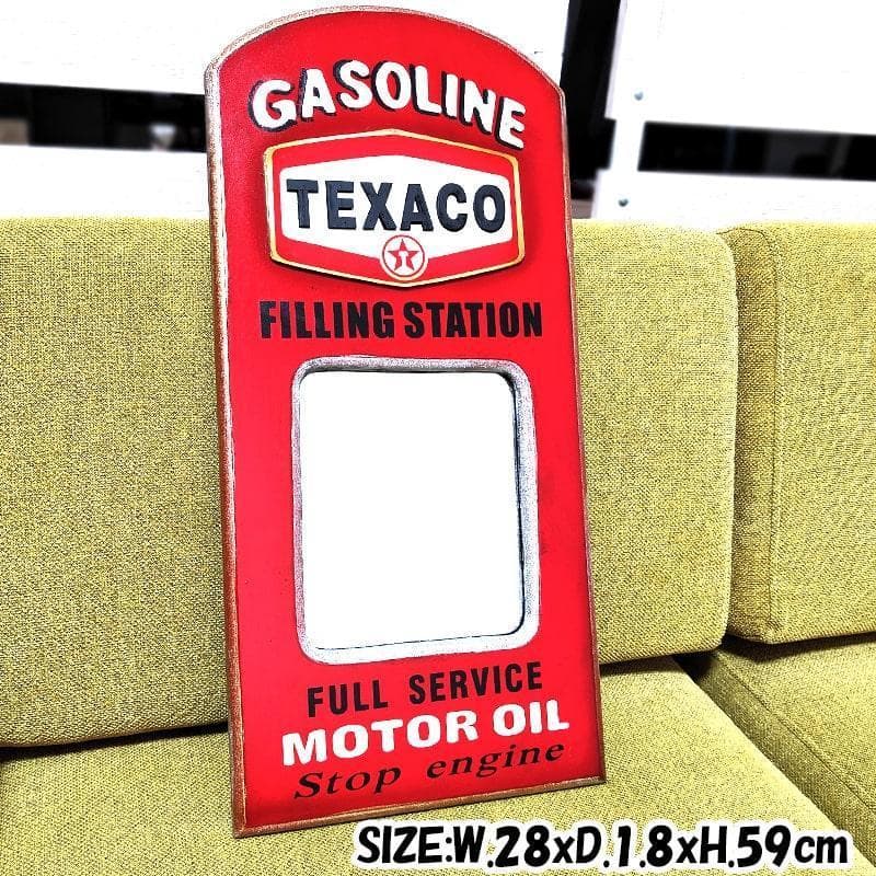 ミラー 壁掛け テキサコ 鏡 木製 アンティーク ウォールミラー 大きい お洒落