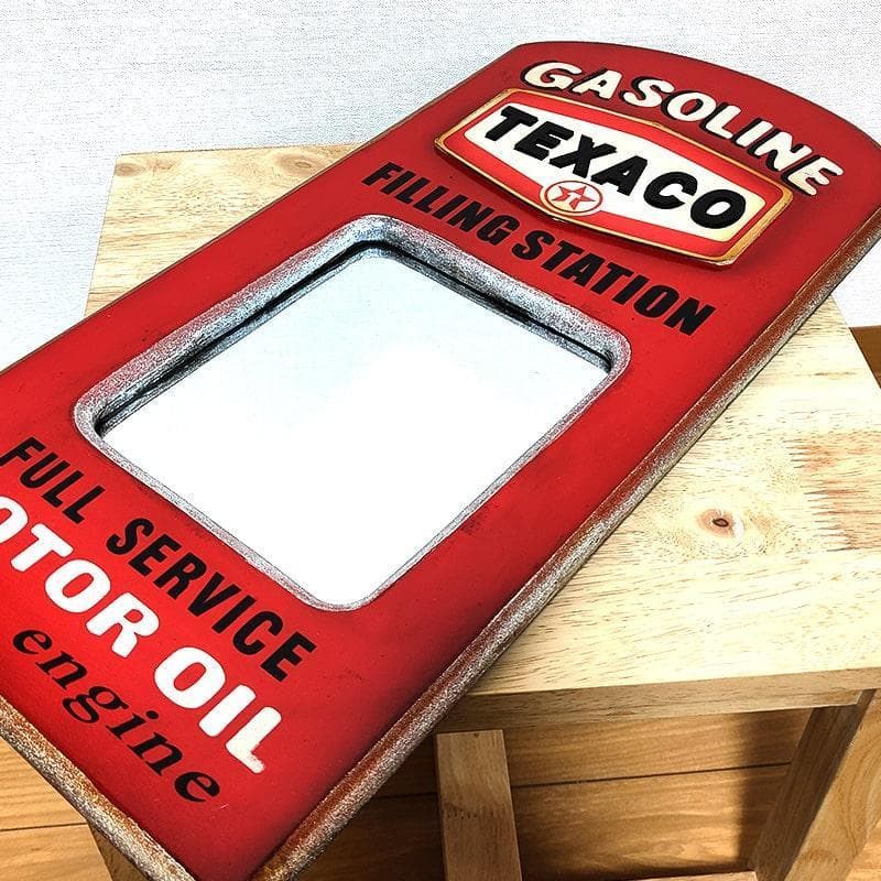 ミラー 壁掛け テキサコ 鏡 木製 アンティーク ウォールミラー 大きい お洒落