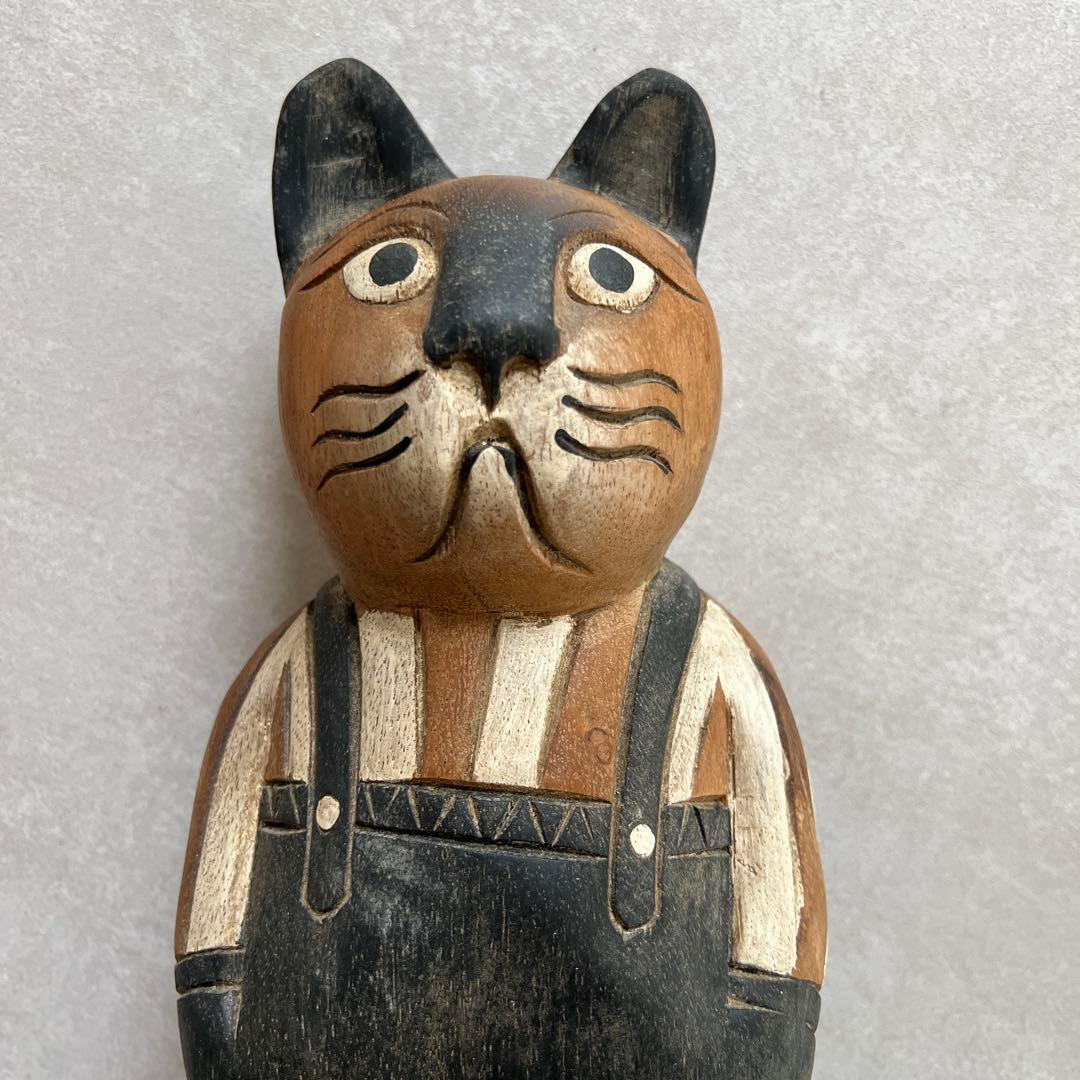 木彫りの猫 アンティーク エスニック レア