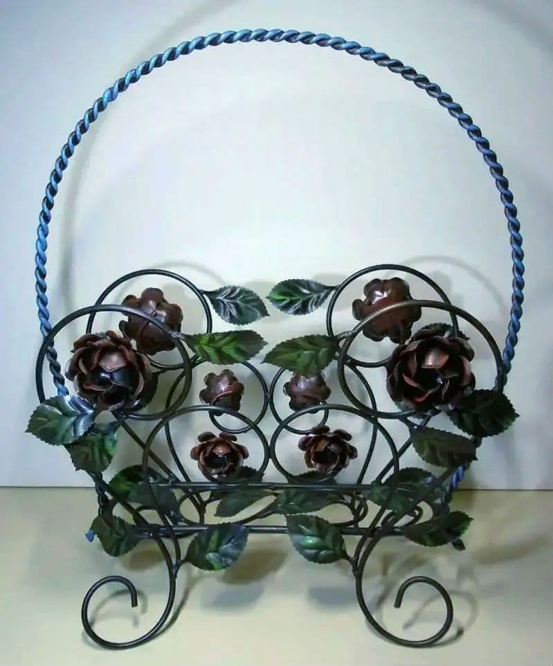 正規品 輸入雑貨 イタリア製品 ヨーロピアン ローズ アイアン マガジンラック