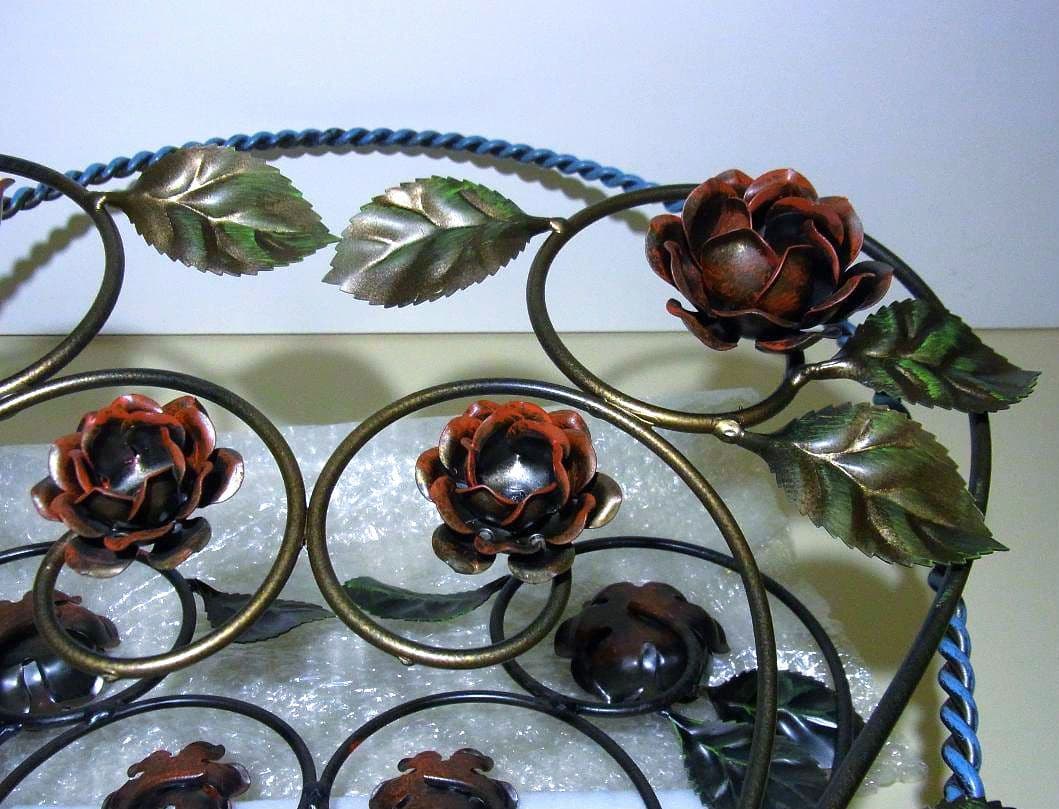 正規品 輸入雑貨 イタリア製品 ヨーロピアン ローズ アイアン マガジンラック