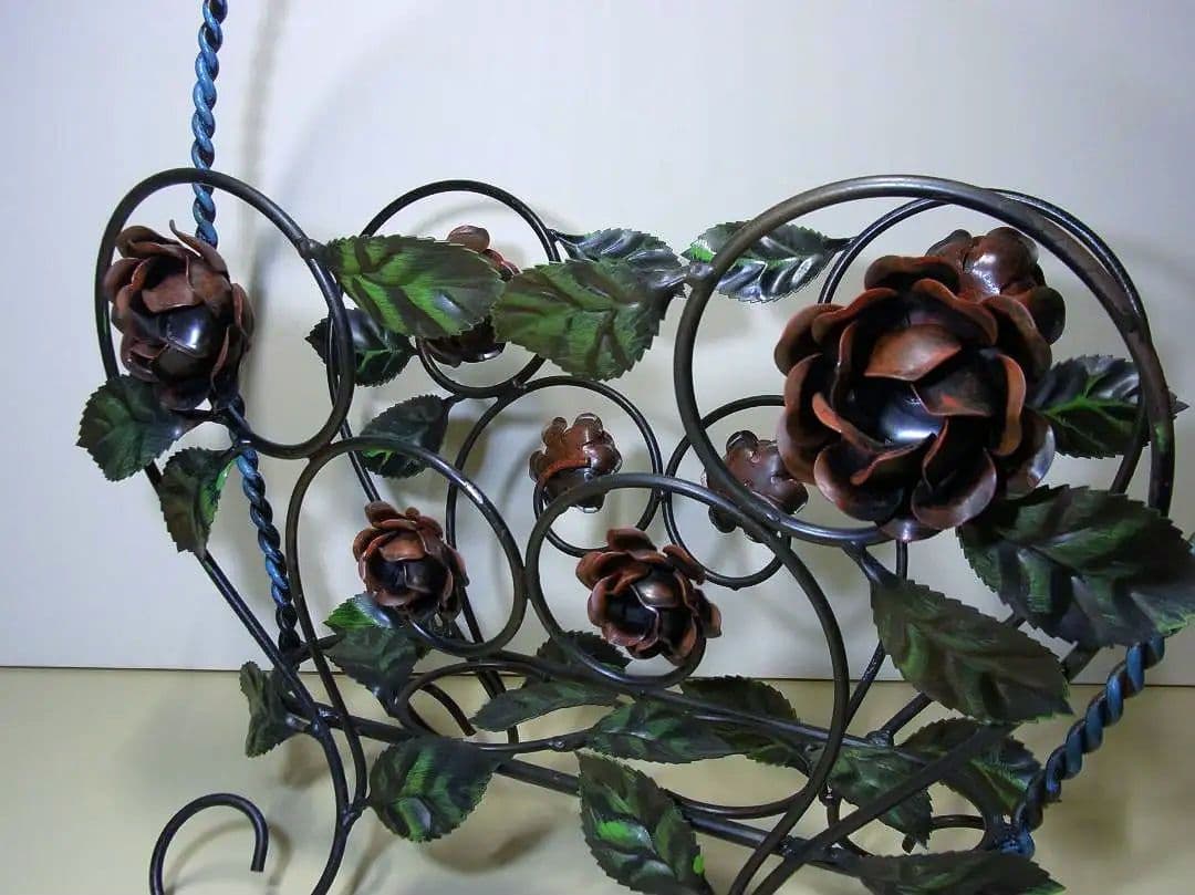 正規品 輸入雑貨 イタリア製品 ヨーロピアン ローズ アイアン マガジンラック