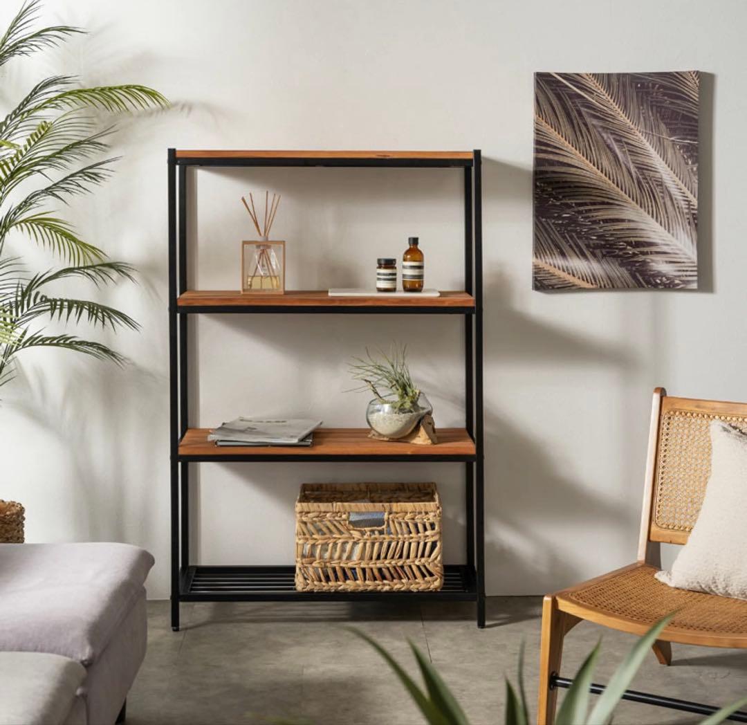 組立済　収納棚 木製　オープンラック 4段シェルフ TABAS ラック　ヴィン