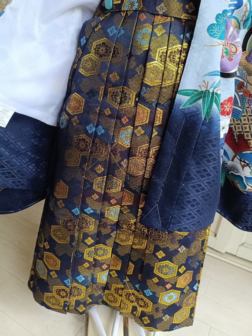 白地に鷹が格好良い☆七五三男の子５歳着物セット