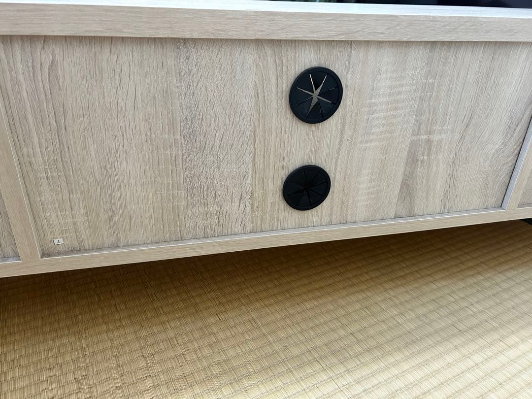 テレビ台 ローボード 50型•55型用 白/オークナチュラル 鏡面仕上