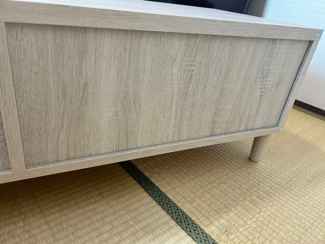 テレビ台 ローボード 50型•55型用 白/オークナチュラル 鏡面仕上