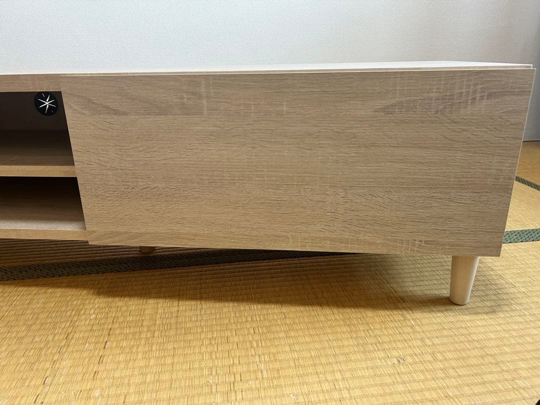 テレビ台 ローボード 50型•55型用 白/オークナチュラル 鏡面仕上