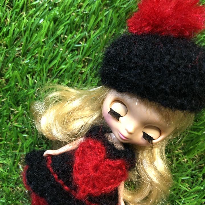 sample☆ベレー帽＆ハートOP/黒✖︎赤