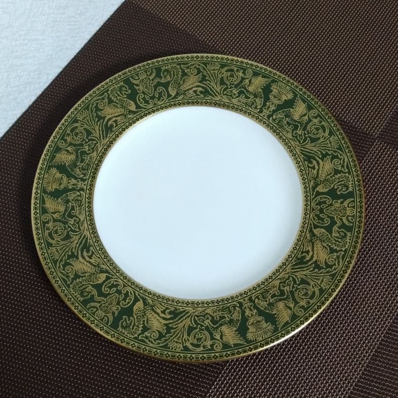 ウェッジウッド・フロレンティ－ン グリーンゴールド プレート『20.5cm』