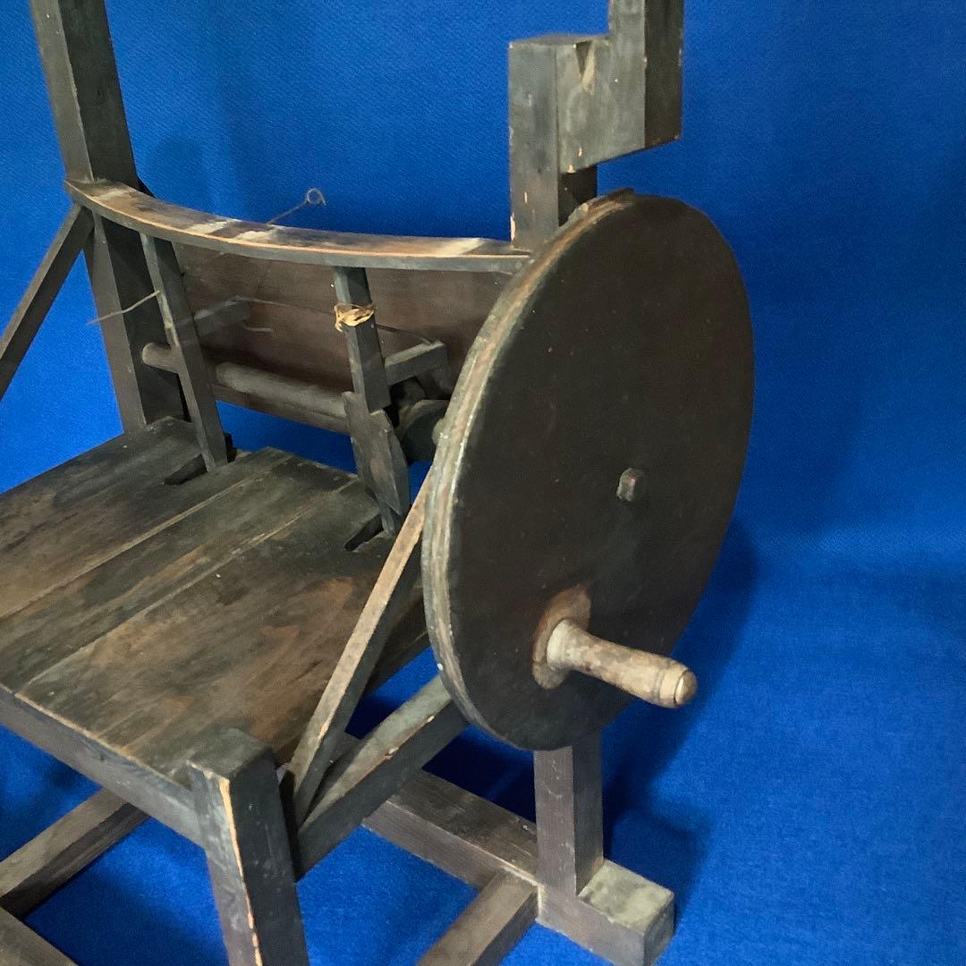 【希少・糸車！？】木製 手動式 手芸用具 古道具 椅子ヴィンテージ