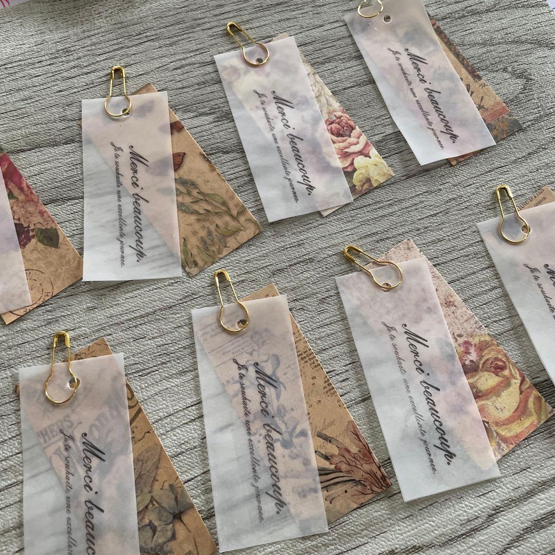 2枚重ね アンティークタグ ジャンクジャーナル 紙もの だるまピン №409