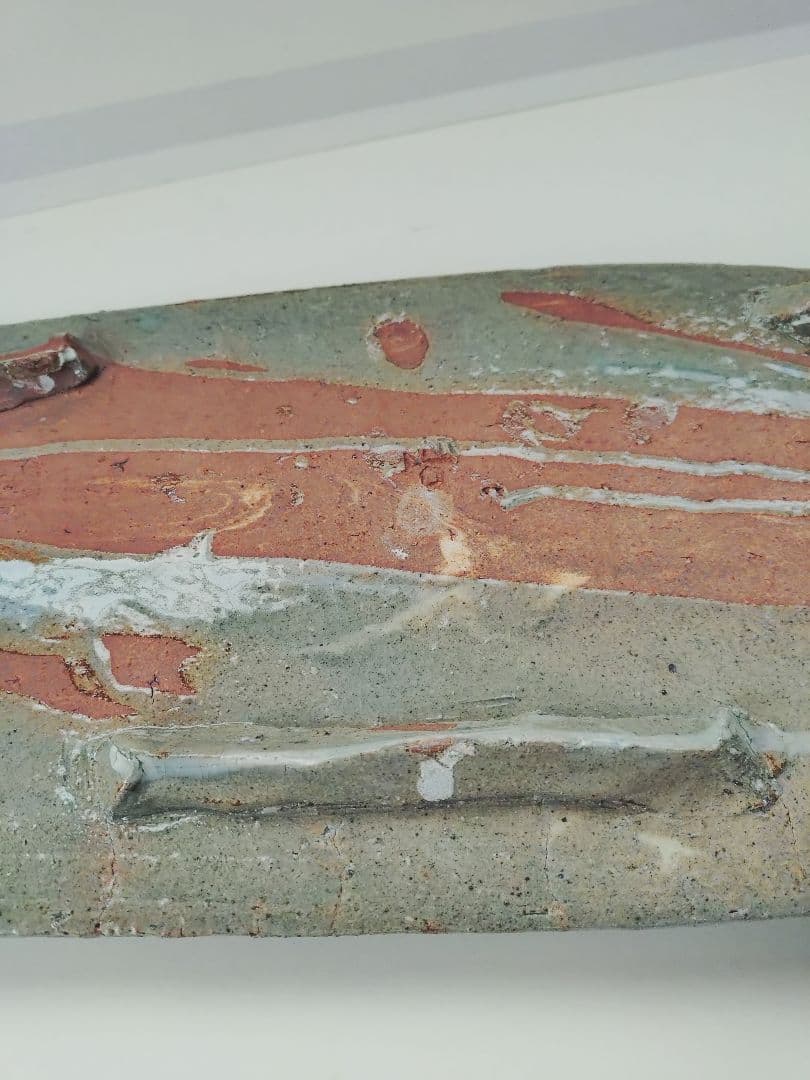 灰釉のグリーンが美しい長方形陶器皿　丹波焼