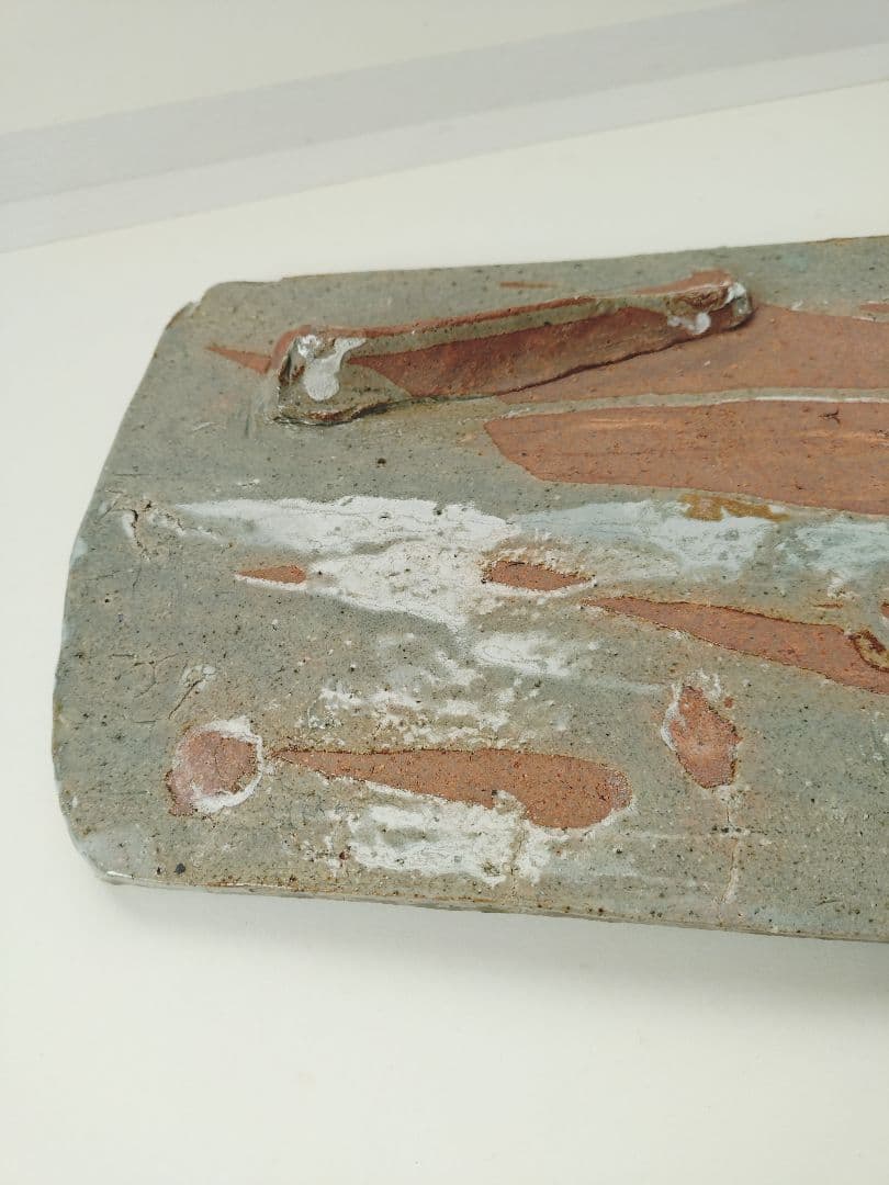 灰釉のグリーンが美しい長方形陶器皿　丹波焼