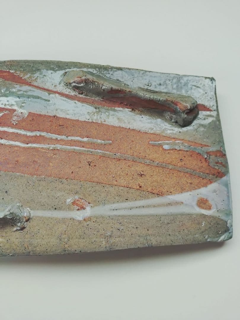 灰釉のグリーンが美しい長方形陶器皿　丹波焼