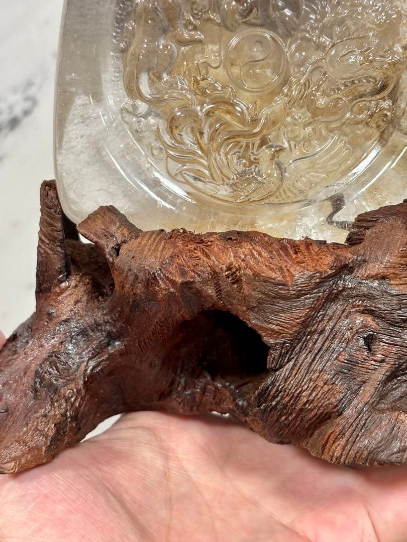 四大神　四大神獣　四神水晶手彫り置物　635g 風水　青龍・朱雀・白虎・玄武