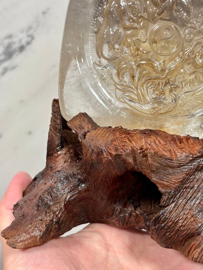 四大神　四大神獣　四神水晶手彫り置物　635g 風水　青龍・朱雀・白虎・玄武