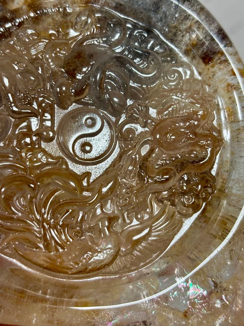 四大神　四大神獣　四神水晶手彫り置物　635g 風水　青龍・朱雀・白虎・玄武