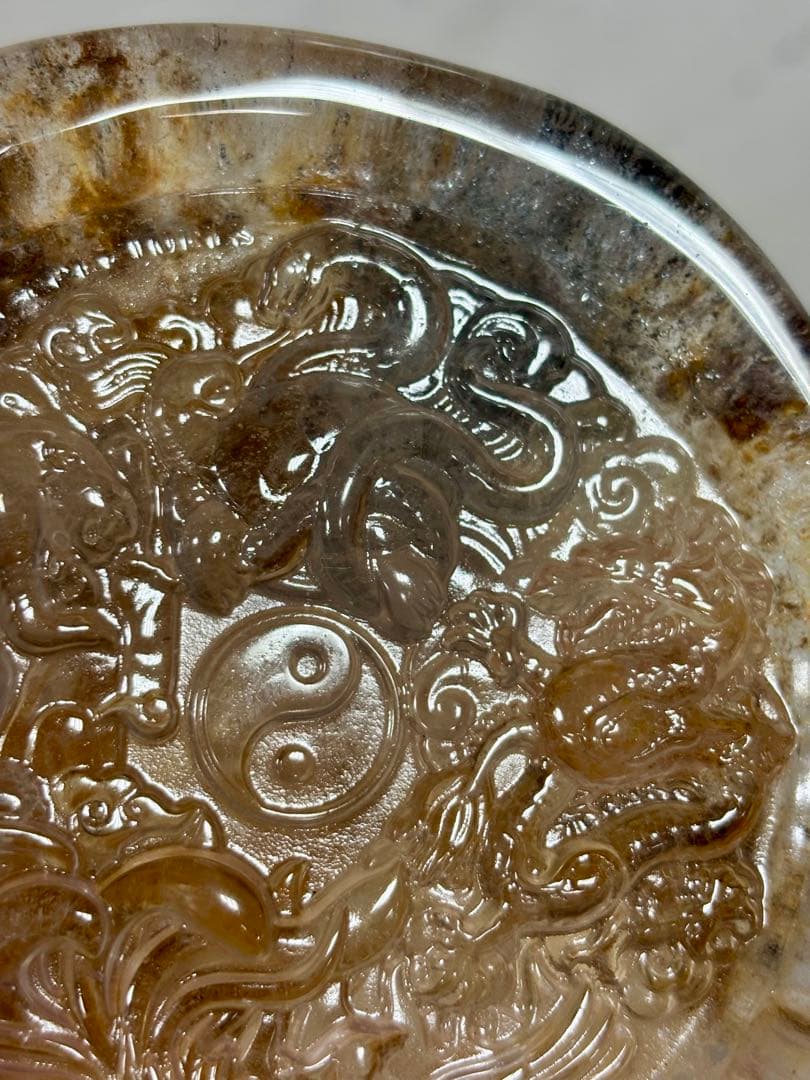 四大神　四大神獣　四神水晶手彫り置物　635g 風水　青龍・朱雀・白虎・玄武