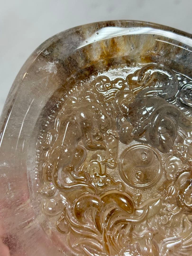 四大神　四大神獣　四神水晶手彫り置物　635g 風水　青龍・朱雀・白虎・玄武