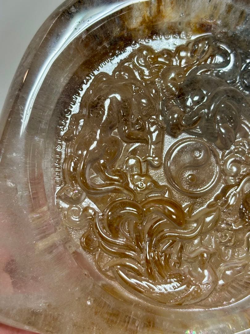 四大神　四大神獣　四神水晶手彫り置物　635g 風水　青龍・朱雀・白虎・玄武