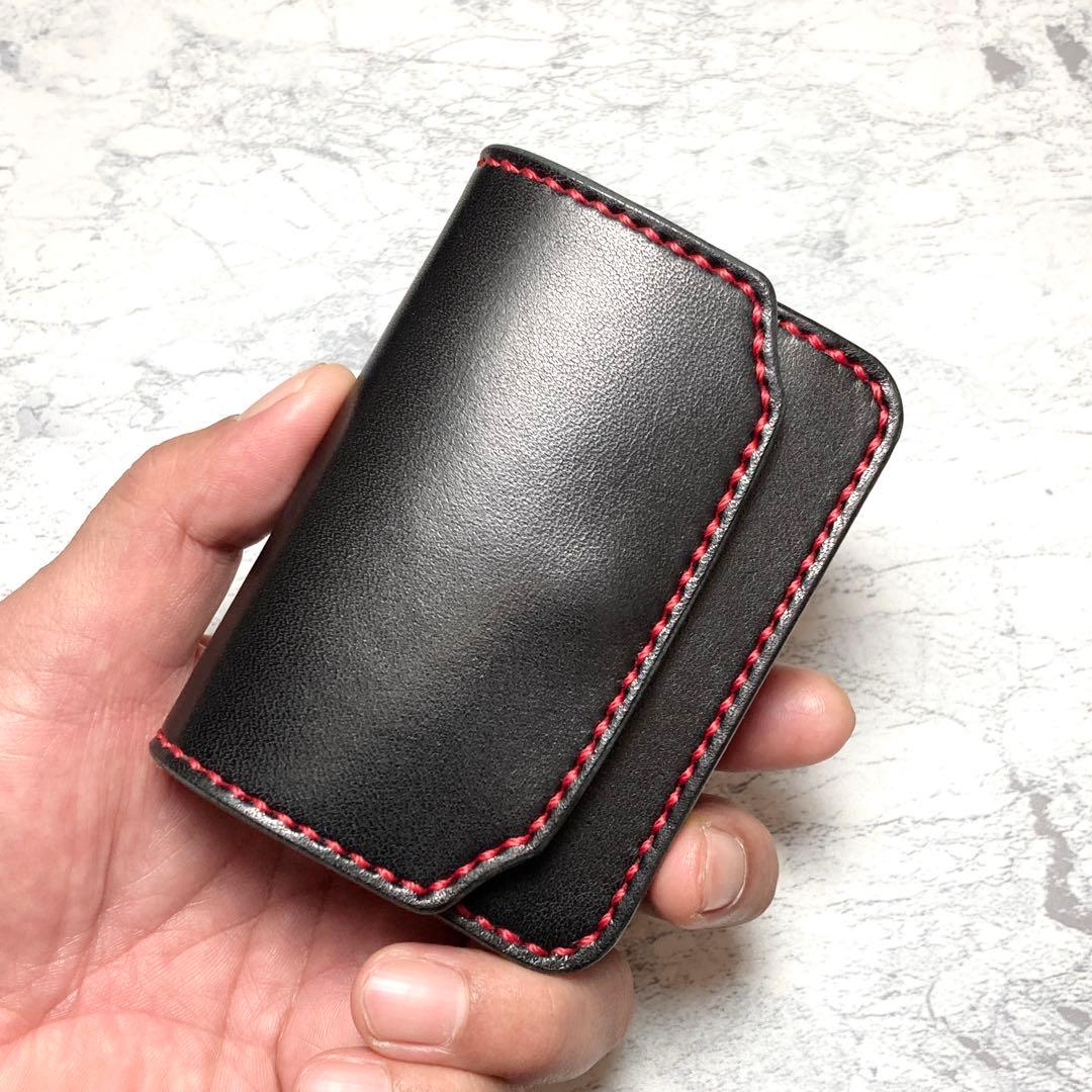 本革 ミニ財布 栃木レザー コンパクト財布 レディース メンズ 小さい財布 黒