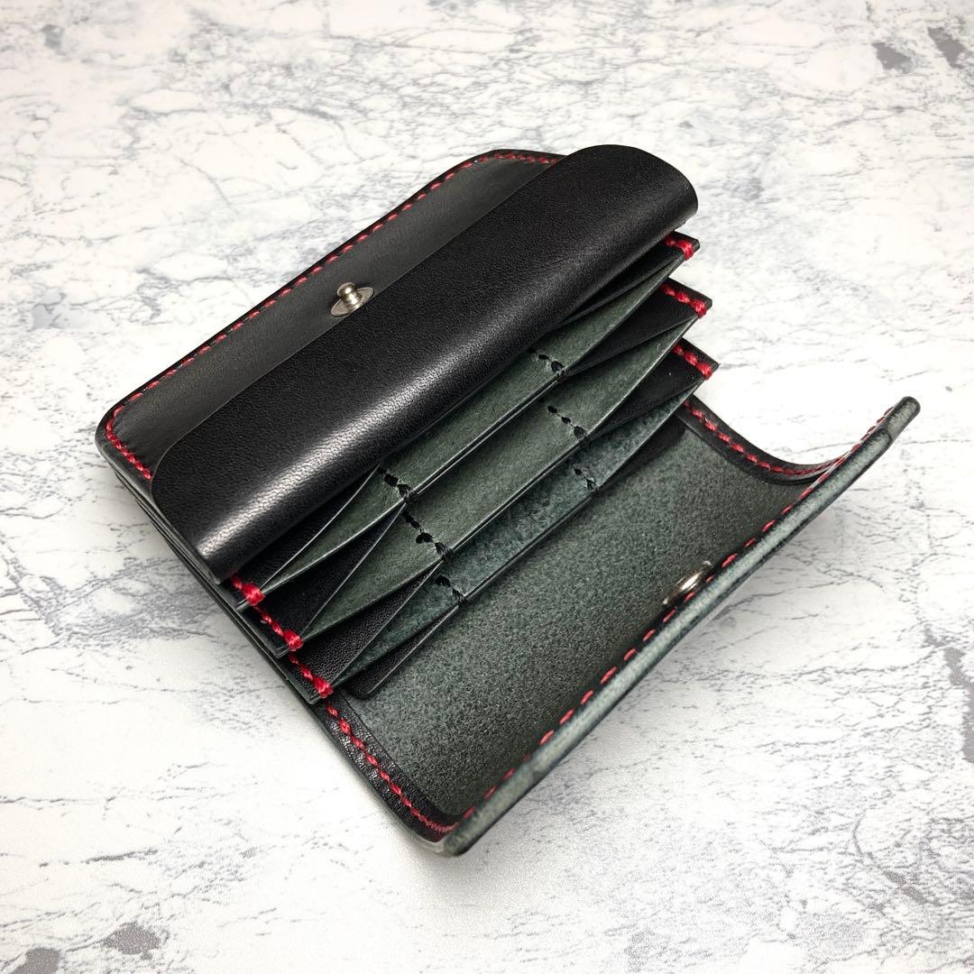 本革 ミニ財布 栃木レザー コンパクト財布 レディース メンズ 小さい財布 黒