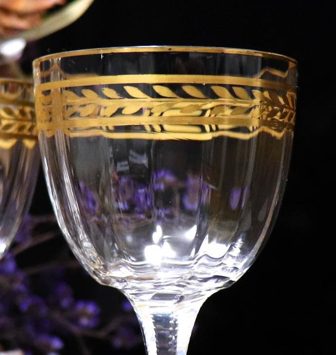 オールド・バカラ 1900年頃 金彩 グラス２客 ゴールド アンティーク