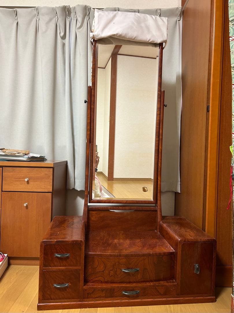 和製木製ドレッサー・鏡台 5引き出し付き　和箪笥