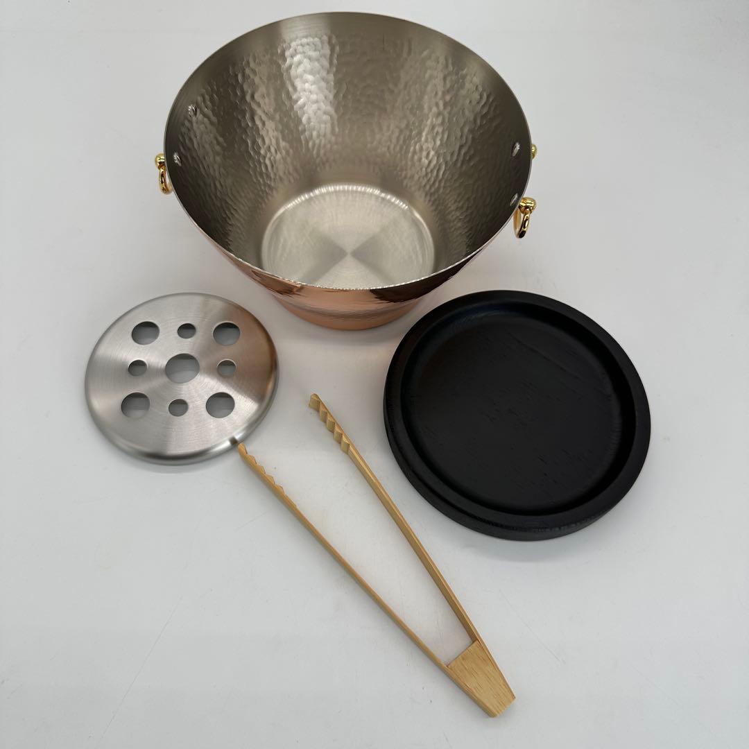 新品未使用 純銅 氷入れ アイスペール トング 木台付 酒器 ワインクーラー