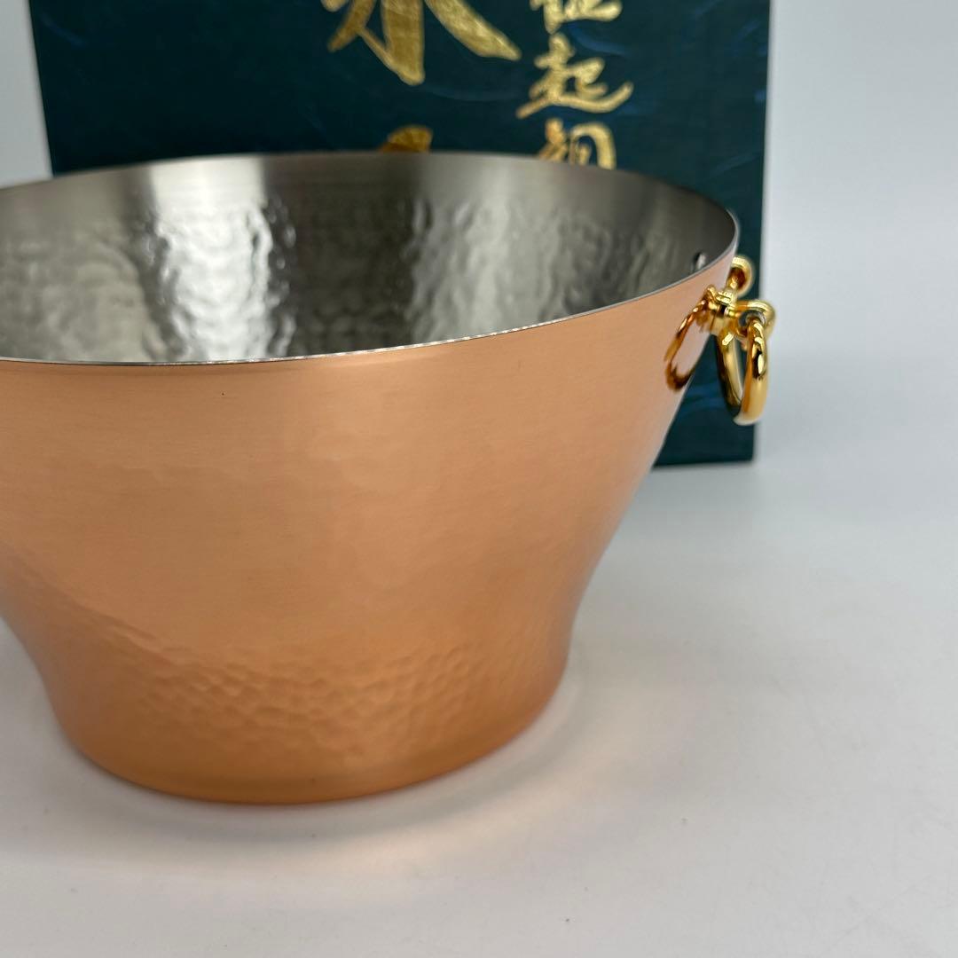 新品未使用 純銅 氷入れ アイスペール トング 木台付 酒器 ワインクーラー