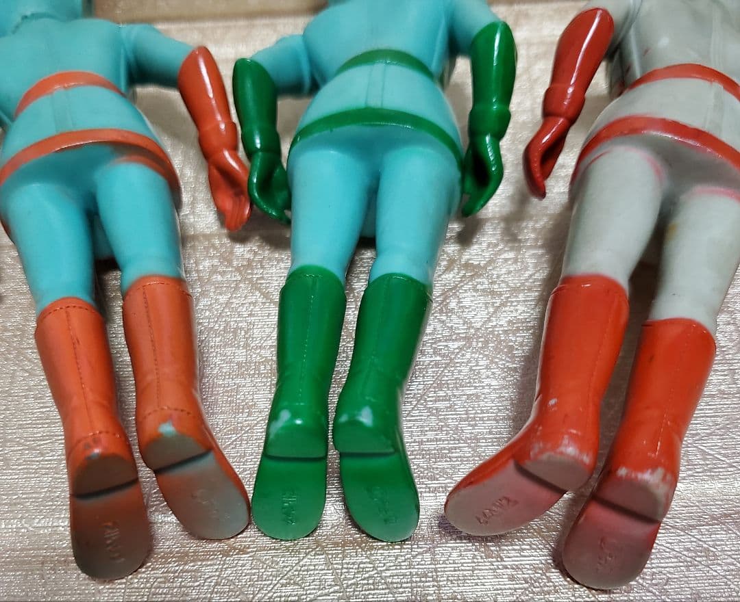 トリプルファイター ブルマァク ミドルソフビ 緑赤橙3体 当時モノ HG