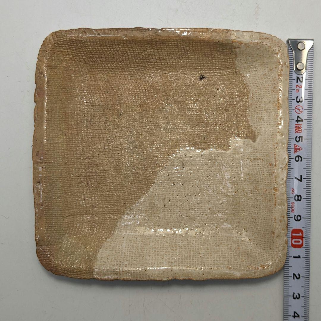 坂田泥華 萩焼 四方皿5客 共箱 銘々皿 角皿 取り皿 菓子皿 工芸品 小皿
