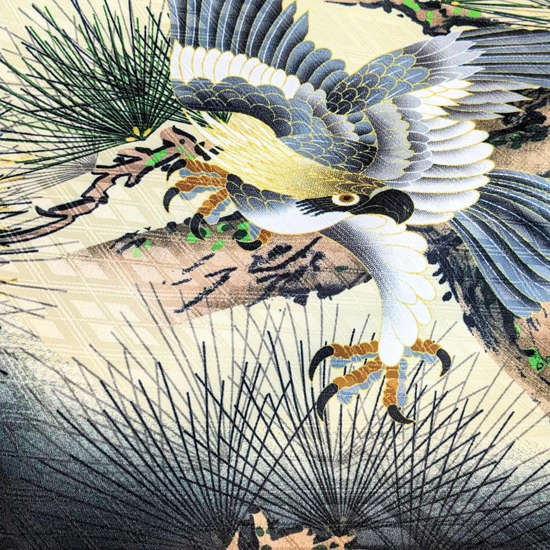 七五三 5歳 男の子 男児 着物 羽織 袴 セット クリーム 鷹 5B-11