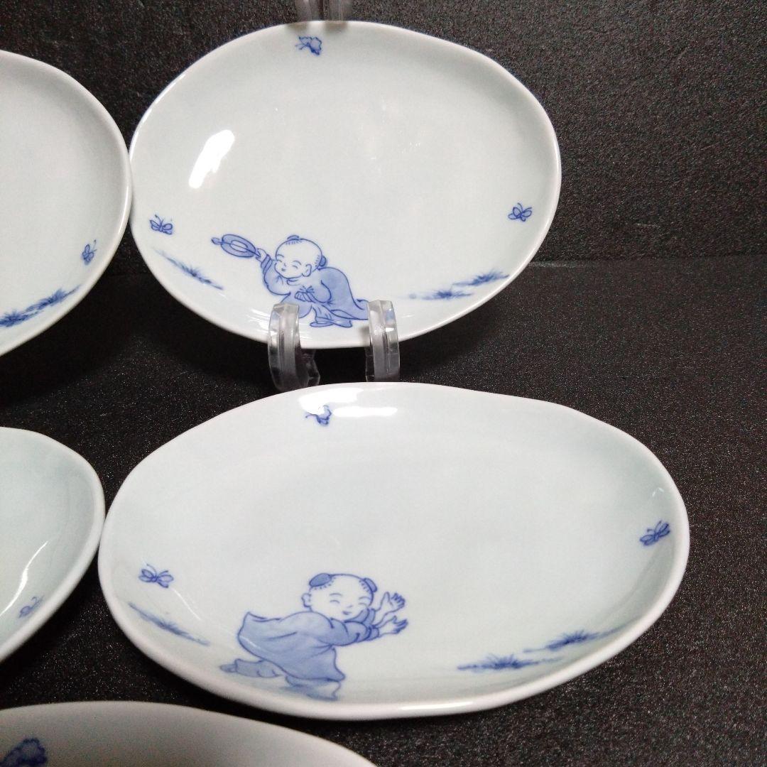 未使用 三川内焼 宝珠窯 唐子 銘々皿5枚　お祝い