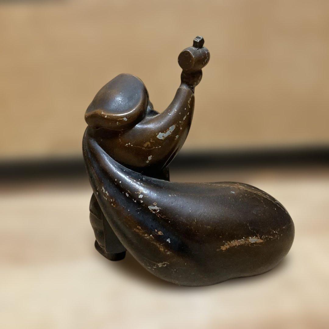 ブロンズ製 大黒天置物　高さ約15cm