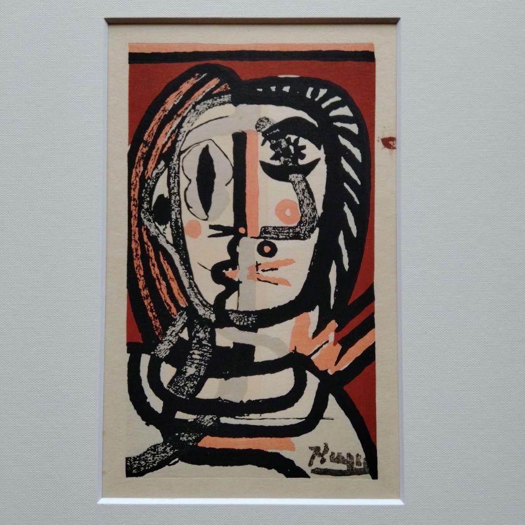 二十世紀偉大な画家パブロ・ルイス・ピカソ代表作品《顔》版画名作高級額装貴重希少