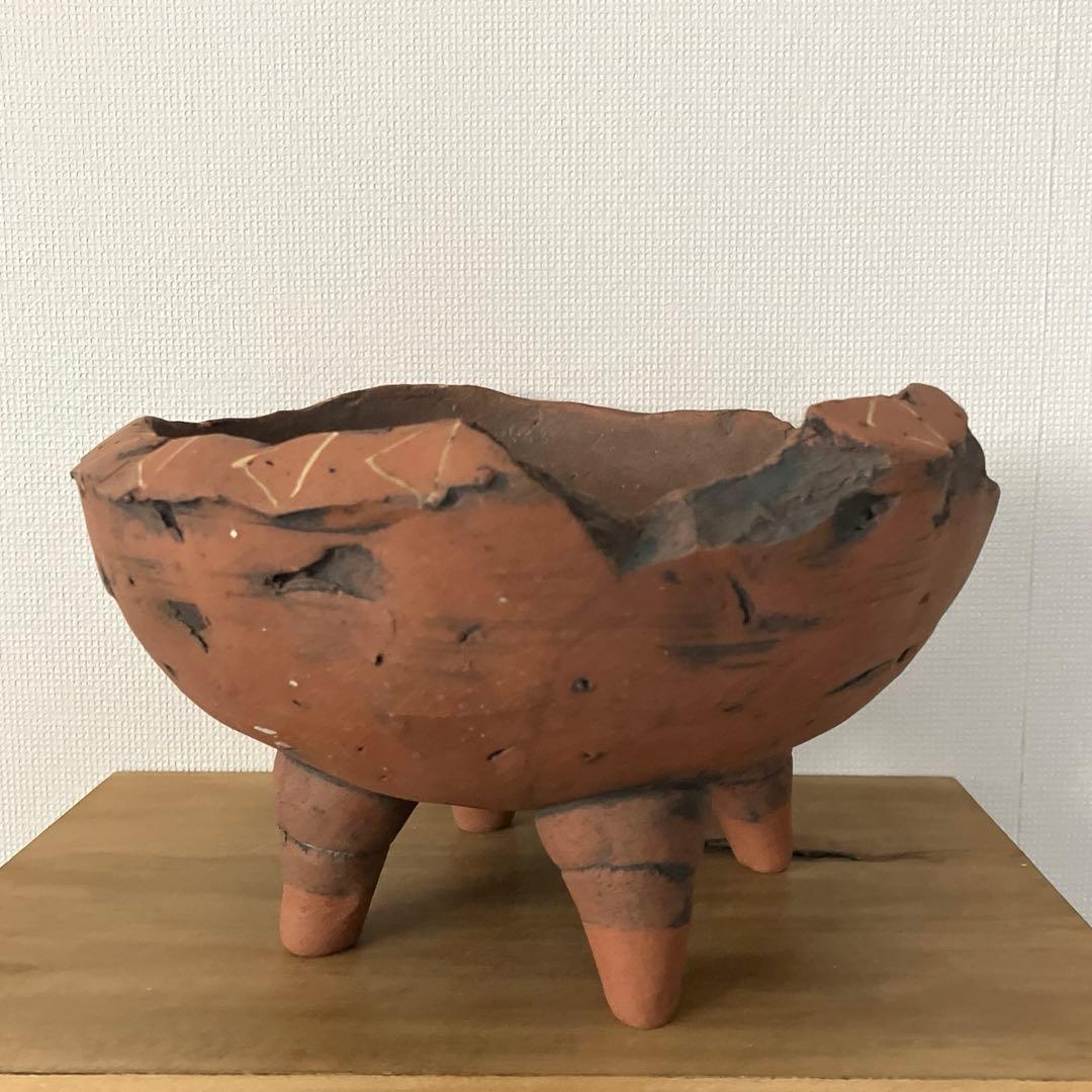 新品未使用 笠間焼 芳賀美智子氏 脚付変容鉢