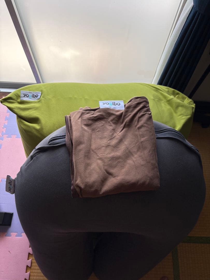 yojibo U字型クッション グレー/グリーン