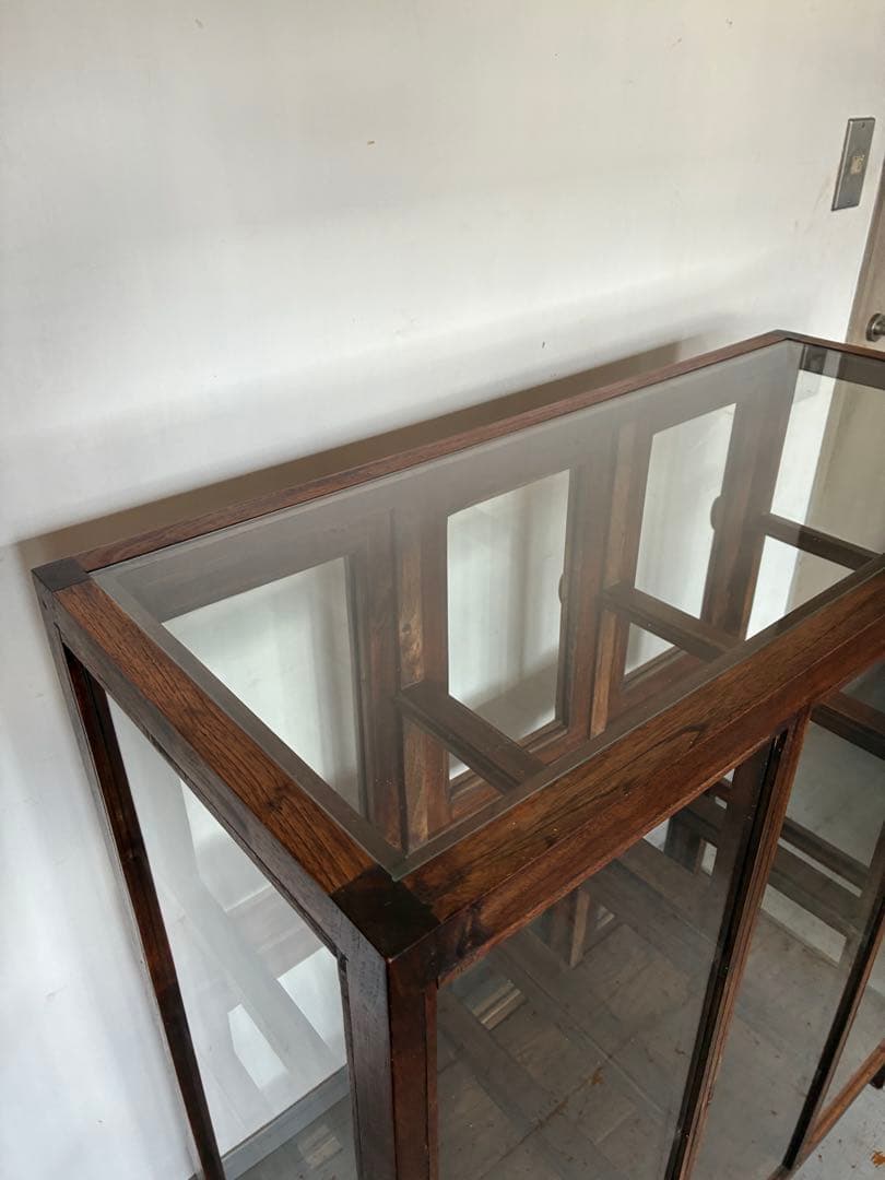 チーク総無垢 ガラスパンケース6枚扉　ショーケース 店舗什器 ガラスケース