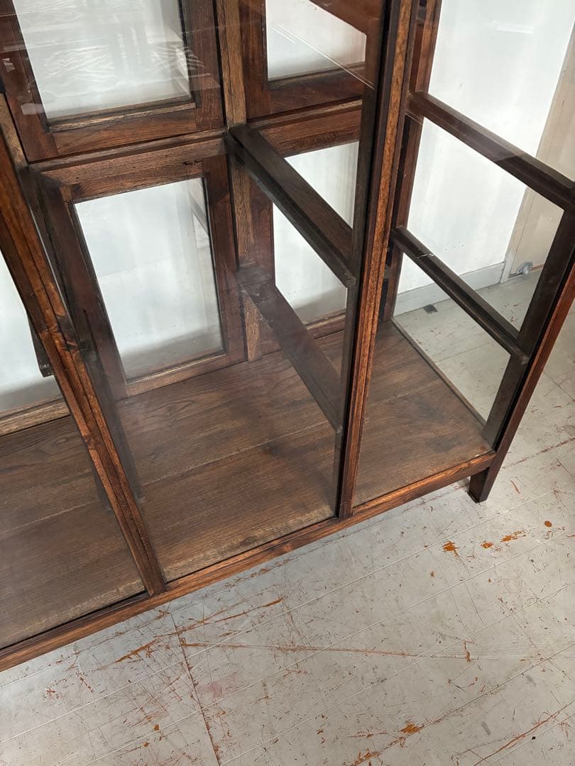 チーク総無垢 ガラスパンケース6枚扉　ショーケース 店舗什器 ガラスケース