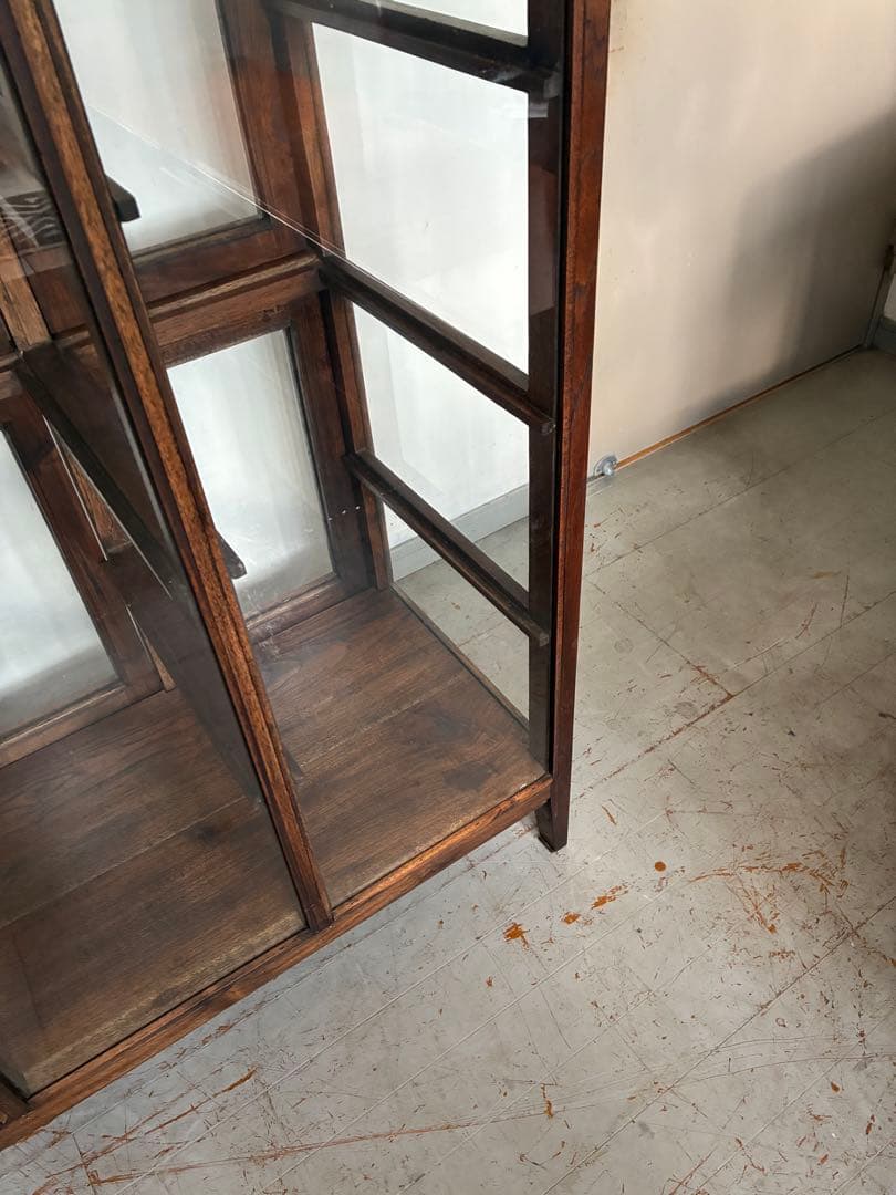 チーク総無垢 ガラスパンケース6枚扉　ショーケース 店舗什器 ガラスケース